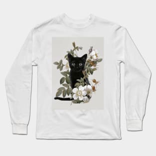 Cat With Flowers Long Sleeve T-Shirt